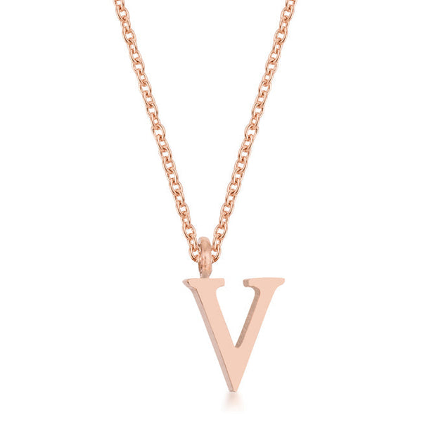 Buy LOVCIA Rose Gold Stainless Steel Initial V Design Pendant Necklace - Latest Stylish Pendants for Women