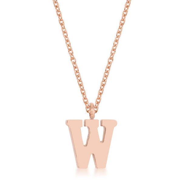 Buy LOVCIA Rose Gold Stainless Steel Script W Initial Necklace with Rhodium Finish - Latest Stylish Pendants for Women