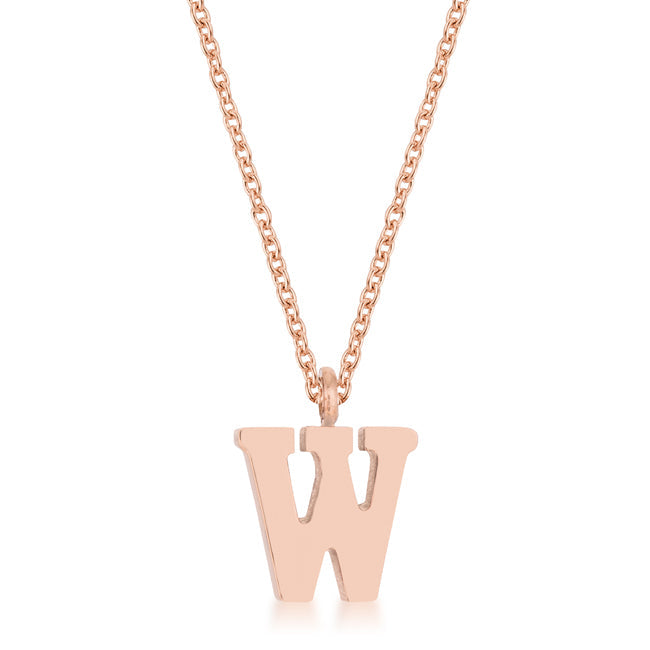 Buy LOVCIA Rose Gold Stainless Steel Script W Initial Necklace with Rhodium Finish - Latest Stylish Pendants for Women