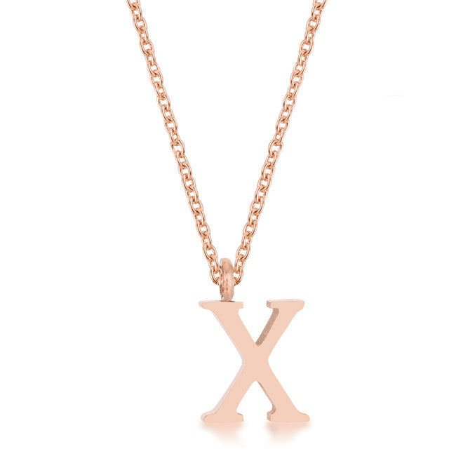 Buy LOVCIA Rose Gold Stainless Steel Script X Initial Necklace with Rhodium Finish - Latest Stylish Pendants for Women