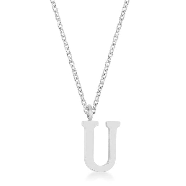 Buy LOVCIA Jewelry U Alphabet Script Rhodium-Plated Stainless Steel Necklace - Latest Stylish Pendants for Women