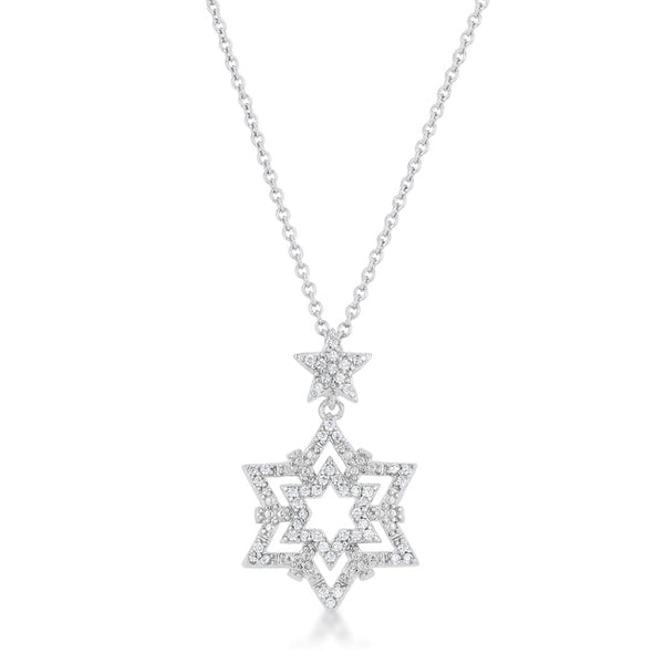 Buy LOVCIA Stella Starry Rhodium Necklace with 0.3ct CZ Drops - Latest Stylish Pendants for Women