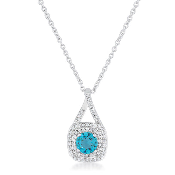 Buy LOVCIA Aqua CZ Vintage-Inspired Rhodium Drop Necklace - Latest Stylish Pendants for Women