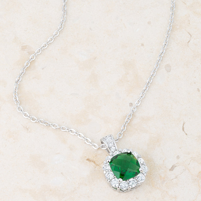 Buy LOVCIA Emerald CZ Vintage-Inspired Drop Necklace with Rhodium Finish - Latest Stylish Pendants for Women