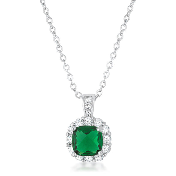 Buy LOVCIA Emerald CZ Vintage-Inspired Drop Necklace with Rhodium Finish - Latest Stylish Pendants for Women