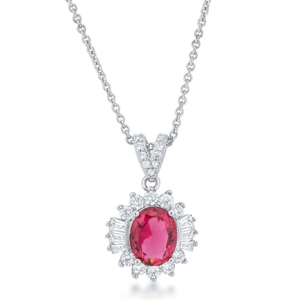 Buy LOVCIA Chrisalee Rhodium-Plated Classic Drop Necklace with 3.2ct Ruby CZ - Latest Stylish Pendants for Women