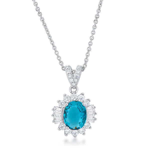 Buy LOVCIA Chrisalee Aqua CZ Pendant Necklace with Rhodium Finish - Latest Stylish Pendants for Women