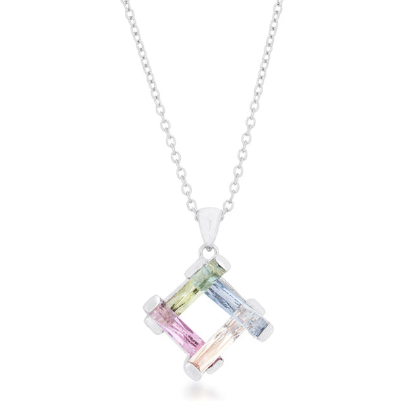 Buy LOVCIA Multicolor Radiant Stone Cluster Rhodium Necklace - Latest Stylish Pendants for Women