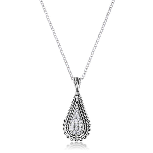 Buy LOVCIA Trendy Teardrop Rhodium-Plated Necklace with Sparkling CZ - Latest Stylish Pendants for Women