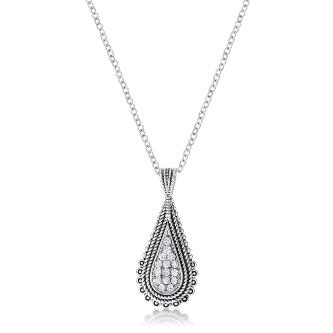 Buy LOVCIA Trendy Teardrop Rhodium-Plated Necklace with Sparkling CZ - Latest Stylish Pendants for Women