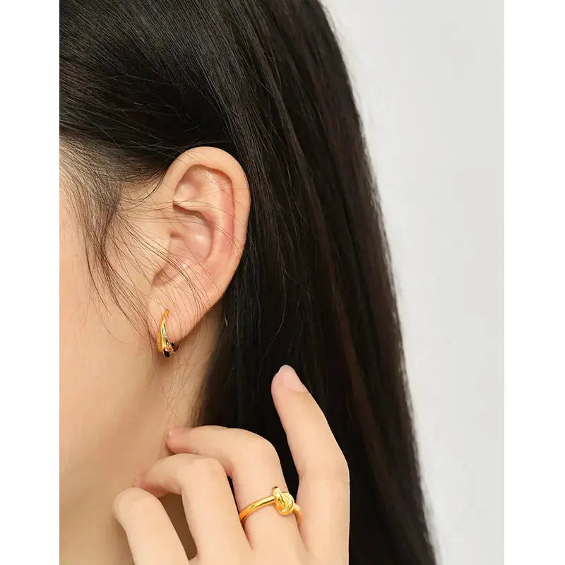 Lovcia New C Shape Circle irregular 925 Sterling Silver Hoop Earrings-Earrings-Rhodium-Rhodium