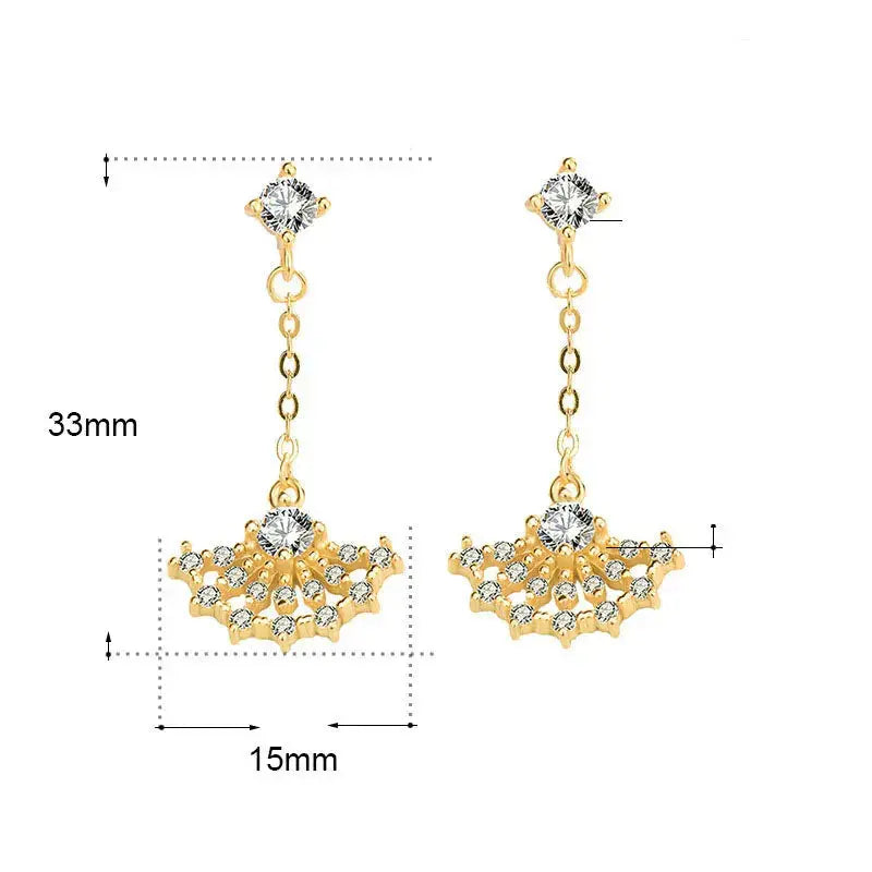 Lovcia New CZ Girl's Skirt 925 Sterling Silver Dangling Earrings-Earrings-Yellow Gold-Yellow Gold