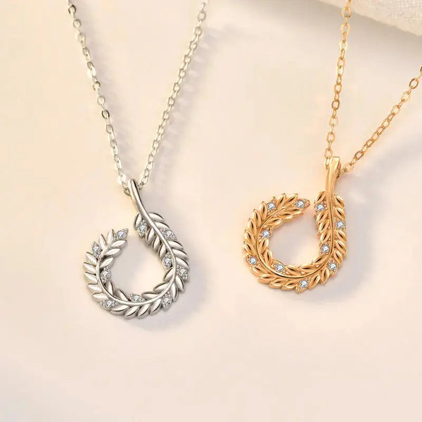 LOVCIA New CZ Wheat Ear Circle 925 Sterling Silver Necklace