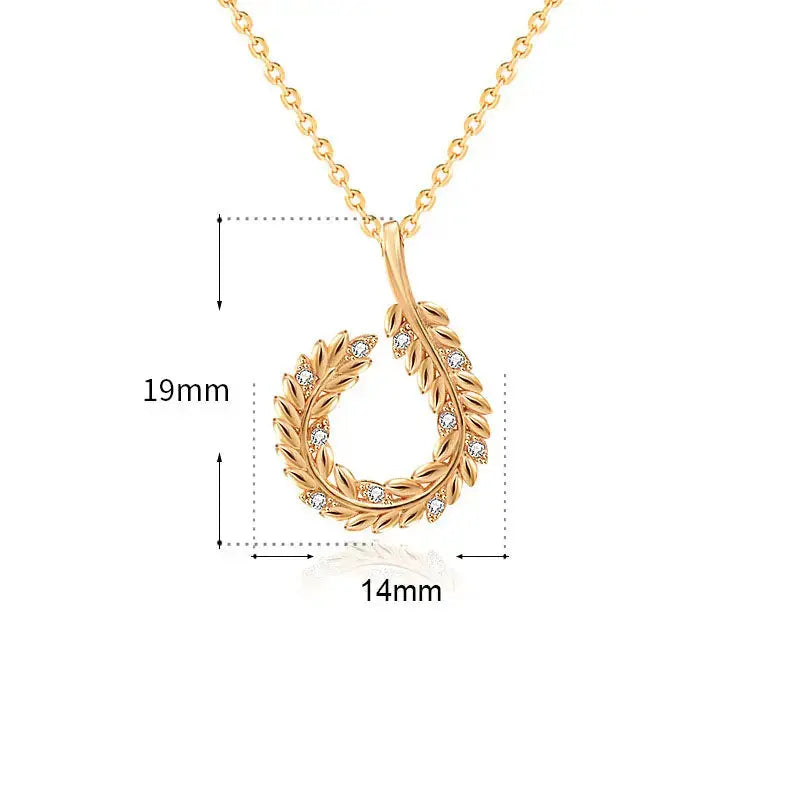 Lovcia New CZ Wheat Ear Circle 925 Sterling Silver Necklace-Necklaces-Champagne Gold-Champagne Gold
