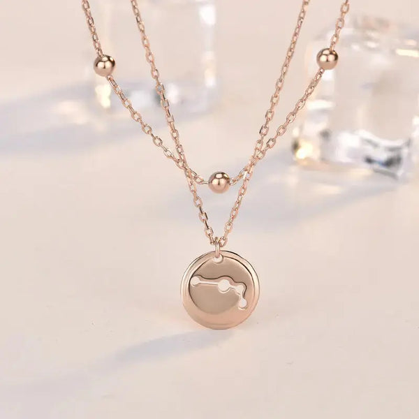 Lovcia New Double Layer Round Big Dipper Star 925 Sterling Silver Necklace-Necklaces-Silver-Silver