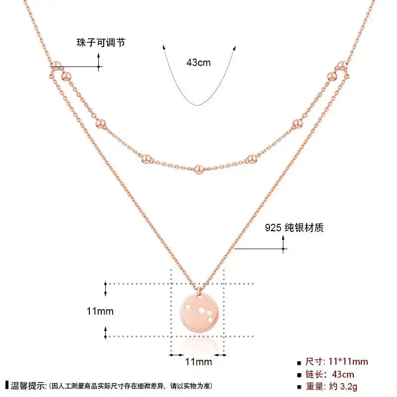 LOVCIA New Double Layer Round Big Dipper Star 925 Sterling Silver Necklace