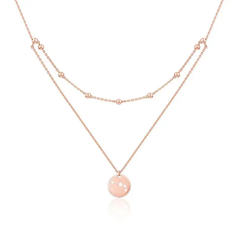 LOVCIA New Double Layer Round Big Dipper Star 925 Sterling Silver Necklace