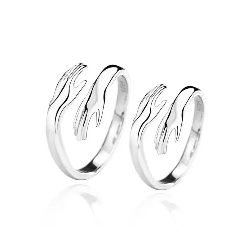 Lovcia New Embrace You with Both Hands 925 Sterling Silver Adjustable Promise Ring-Rings-Women Ring-Women Ring
