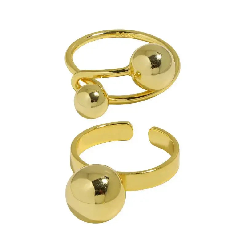 Lovcia New Geometry Ball 925 Sterling Silver Adjustable Ring-Rings-One Ball & Silver-One Ball & Silver