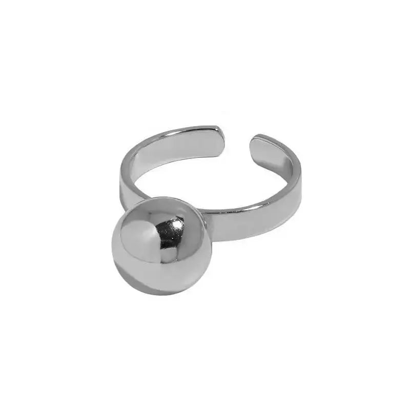 Lovcia New Geometry Ball 925 Sterling Silver Adjustable Ring-Rings-One Ball & Silver-One Ball & Silver