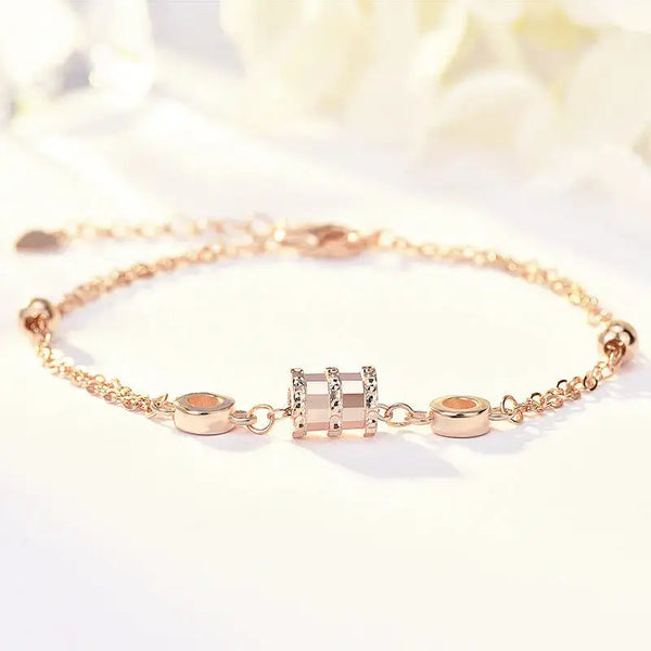 Lovcia New Geometry Mini Circle Heart Tiny Waist 925 Sterling Silver Bracelet-Bracelets-Rose Gold-Rose Gold