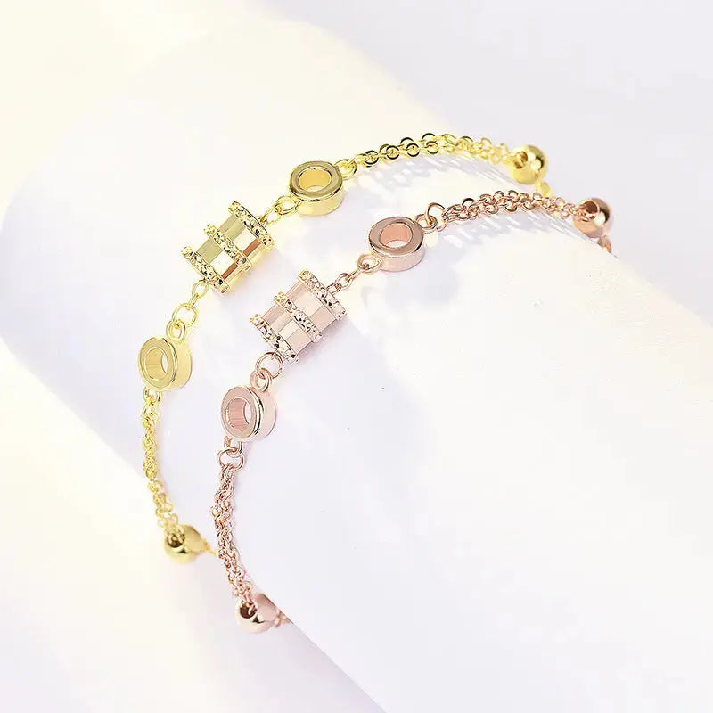 Lovcia New Geometry Mini Circle Heart Tiny Waist 925 Sterling Silver Bracelet-Bracelets-Rose Gold-Rose Gold