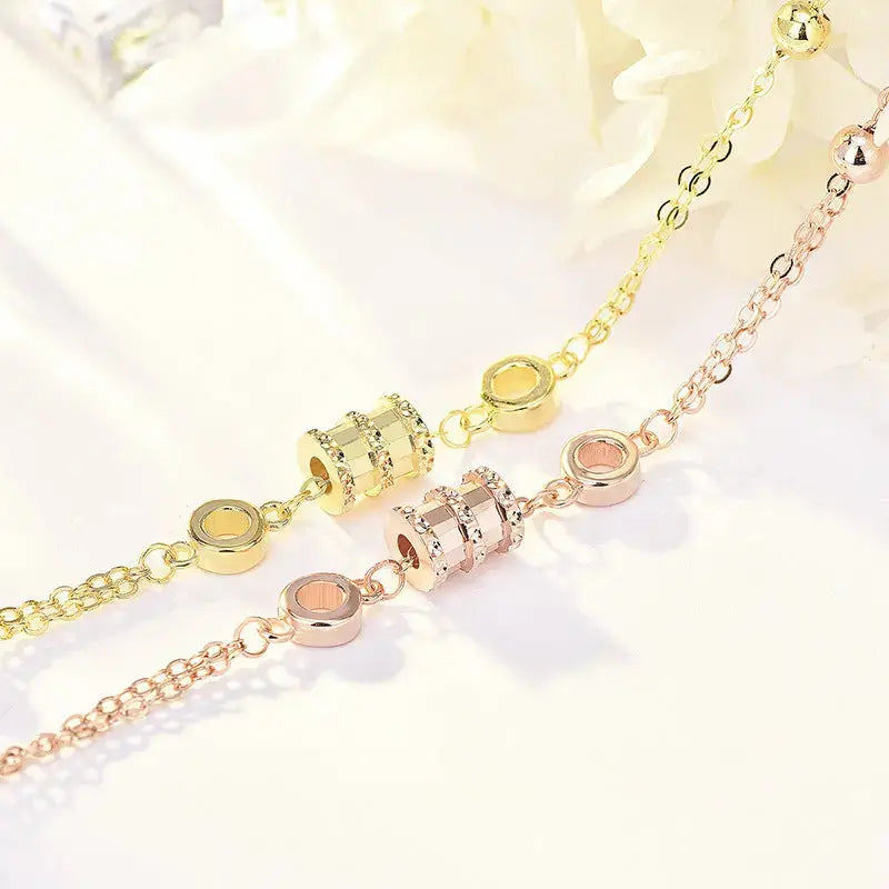 Lovcia New Geometry Mini Circle Heart Tiny Waist 925 Sterling Silver Bracelet-Bracelets-Rose Gold-Rose Gold