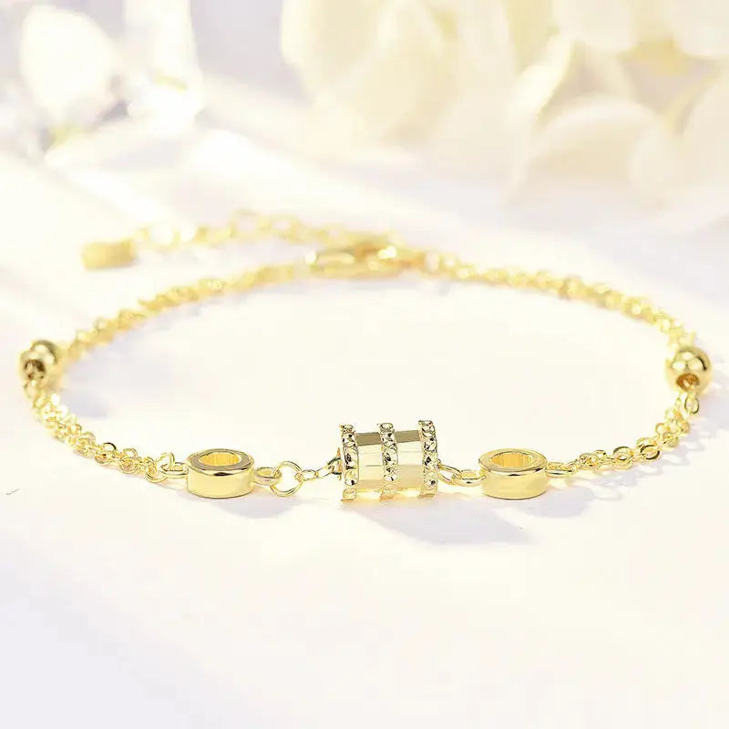 Lovcia New Geometry Mini Circle Heart Tiny Waist 925 Sterling Silver Bracelet-Bracelets-Rose Gold-Rose Gold