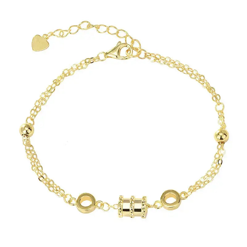 Lovcia New Geometry Mini Circle Heart Tiny Waist 925 Sterling Silver Bracelet-Bracelets-Rose Gold-Rose Gold