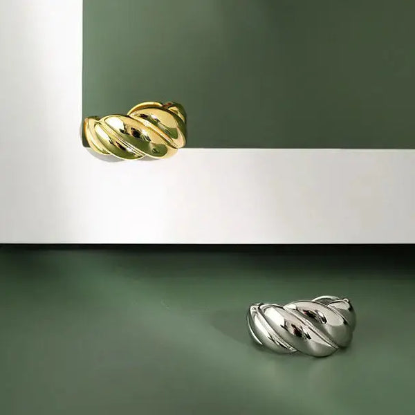 Lovcia New Hot Wide Twisted Weaving 925 Sterling Silver Adjustable Ring-Rings-Rhodium-Rhodium