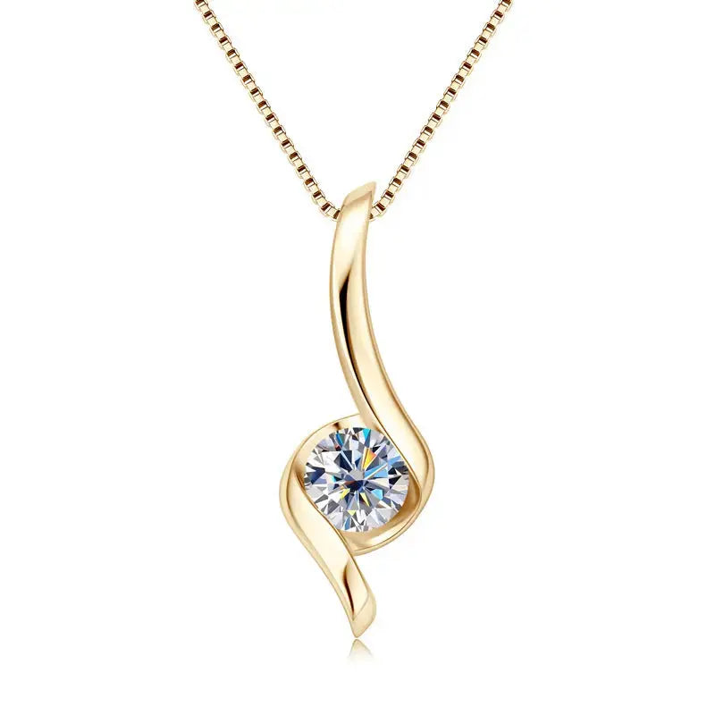 Lovcia New Internet Celebrity Ins Diamond Necklace Light Luxury High-grade 925 Sterling Silver-Necklaces-Gold-925 Silver 1 Karat-Gold