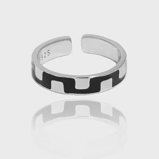 Lovcia New Irregular Wave 925 Sterling Silver Adjustable Ring-Rings-Rhodium-Rhodium