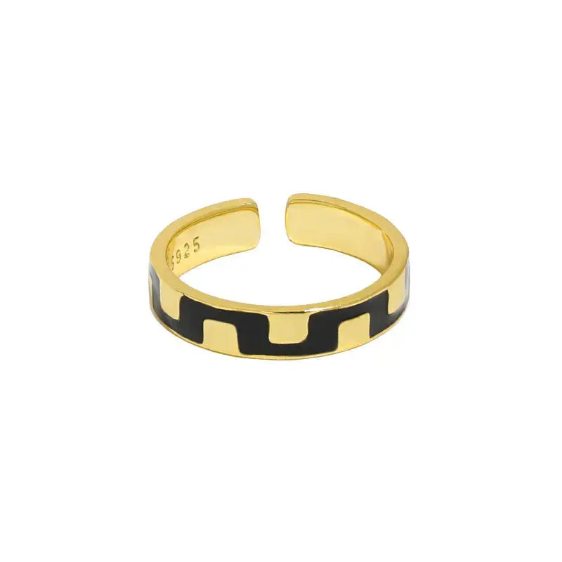 Lovcia New Irregular Wave 925 Sterling Silver Adjustable Ring-Rings-Yellow Gold-Yellow Gold