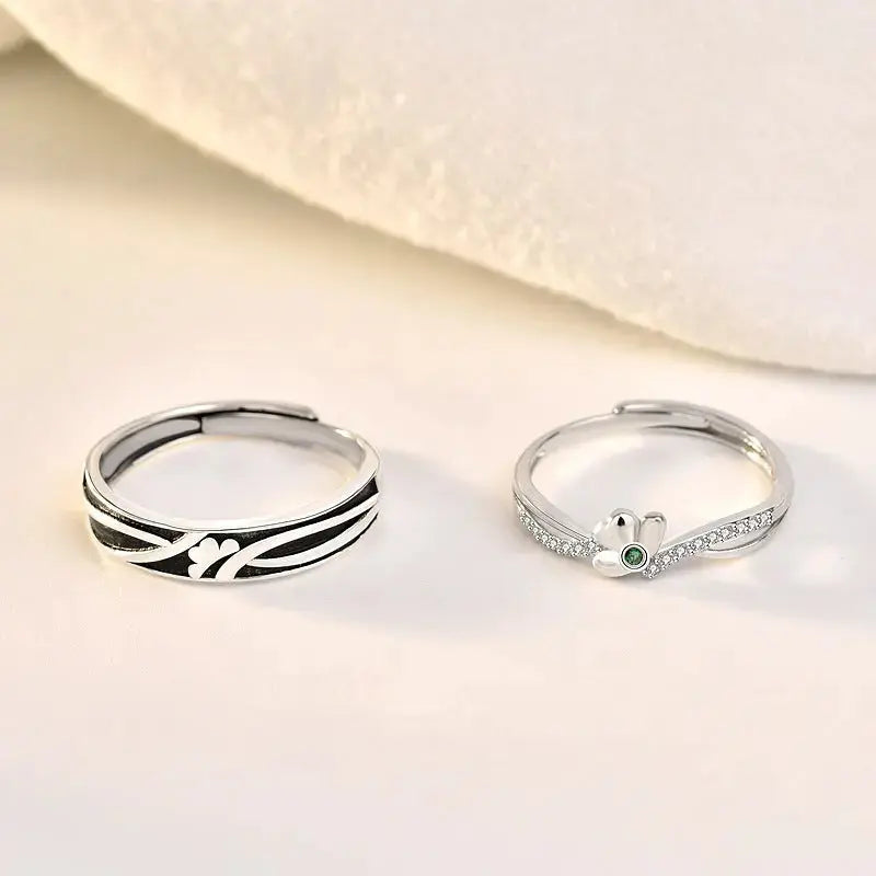 Lovcia New Lucky Four Leaf Clover CZ 925 Sterling Silver Adjustable Promise Ring-Rings-Men Ring-Men Ring