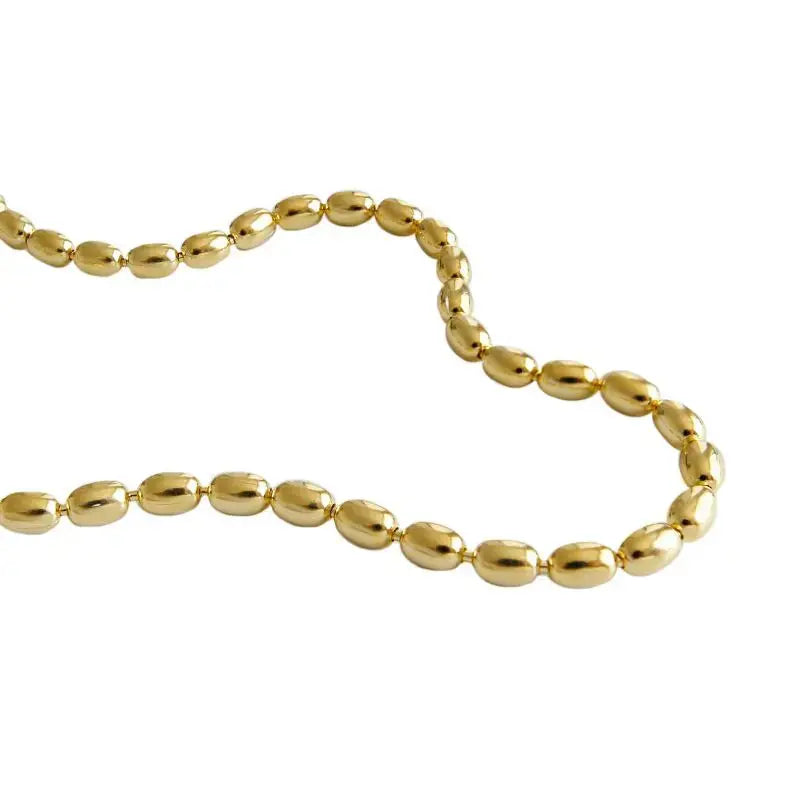 Lovcia New Oval Beads 925 Sterling Silver Choker Necklace-Necklaces-Silver-Silver