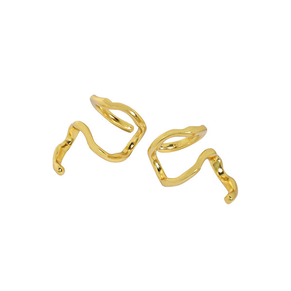 Lovcia Non Pierced Gold Plated 14mm Snake Earrings-Earrings-Yellow Gold-Yellow Gold