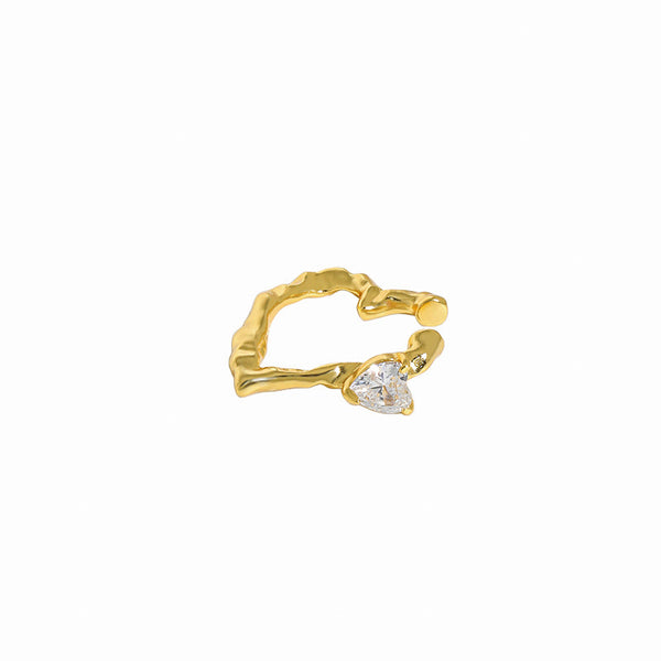 Lovcia Non Pierced Heart CZ Earring 925 Gold Plated 5mm-Earrings-Yellow Gold-Yellow Gold