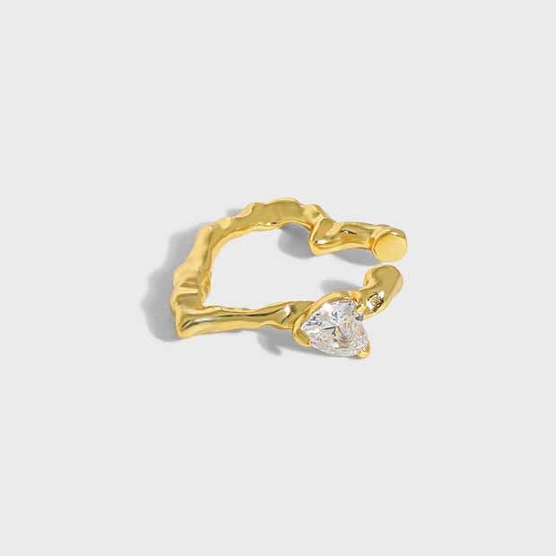 Lovcia Non Pierced Heart CZ Earring 925 Gold Plated 5mm-Earrings-Yellow Gold-Yellow Gold