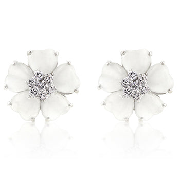 Lovcia Nouveau White Blossom Earrings-Earrings-