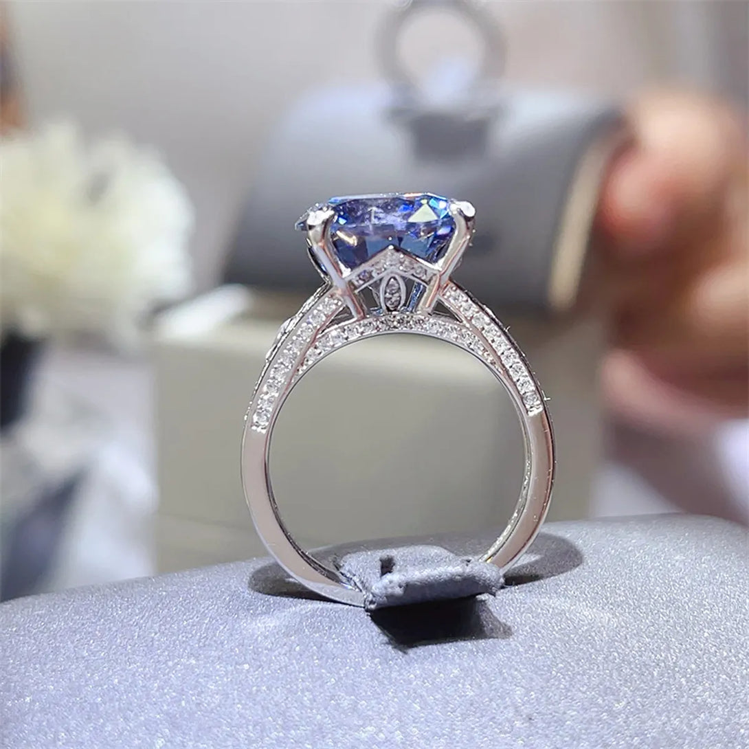Lovcia Oceanic Fusion 5 Carat Moissanite 925 Sterling Silver Ring for Women - Blue-5- - Buy latest trendy Rings for Women and Girls