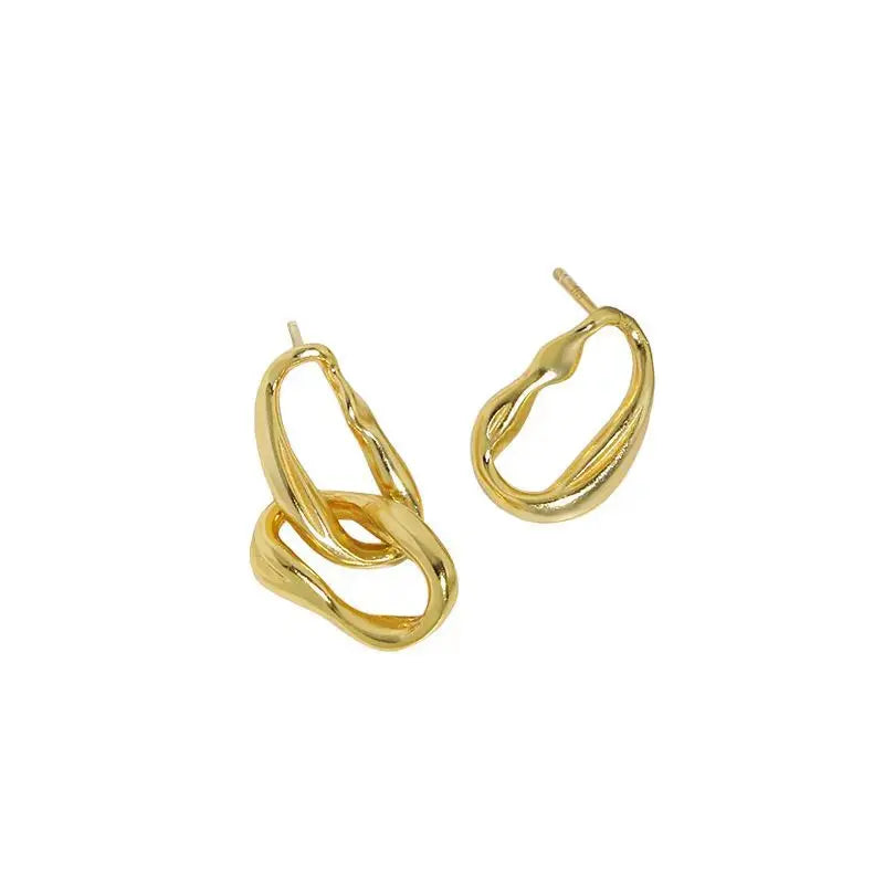 Lovcia Office Asymmetry Hollow Chain 925 Sterling Silver Dangling Earrings-Earrings-Silver-Silver