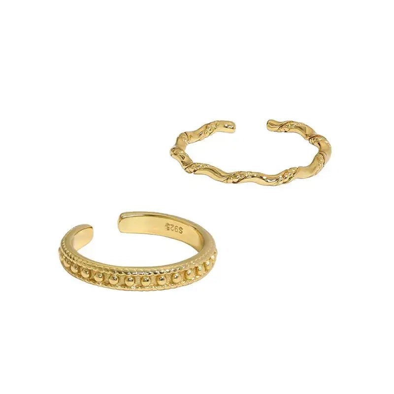 Lovcia Office Bead Wave Twisted 925 Sterling Silver Adjustable Ring-Rings-Silver * Twisted Ring-Silver * Twisted Ring