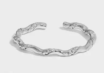 Lovcia Office Bead Wave Twisted 925 Sterling Silver Adjustable Ring-Rings-Silver * Twisted Ring-Silver * Twisted Ring