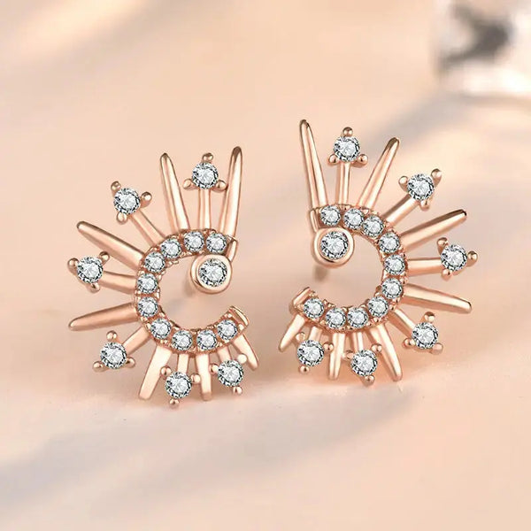 Lovcia Office CZ Sun Shine 925 Sterling Silver Stud Earrings-Earrings-Silver-Silver