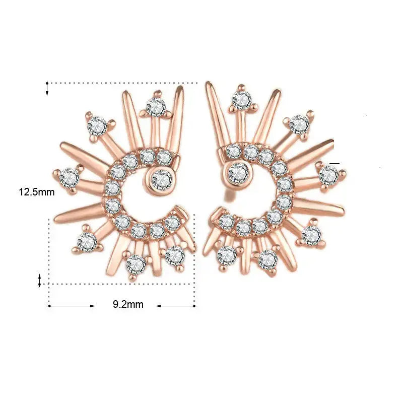 Lovcia Office CZ Sun Shine 925 Sterling Silver Stud Earrings-Earrings-Silver-Silver