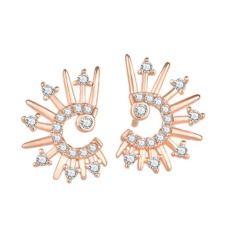 Lovcia Office CZ Sun Shine 925 Sterling Silver Stud Earrings-Earrings-Silver-Silver