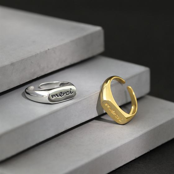 Lovcia Office Merci Ring 925 Silver Gold Plated Adjustable-Rings-Yellow Gold-