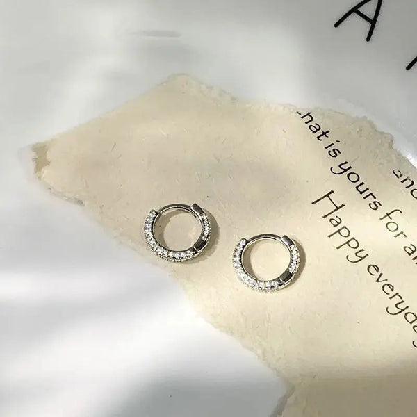 Lovcia Office Micro Setting Mini Circles 925 Sterling Silver Hoop Earrings-Earrings-Rhodium-Rhodium