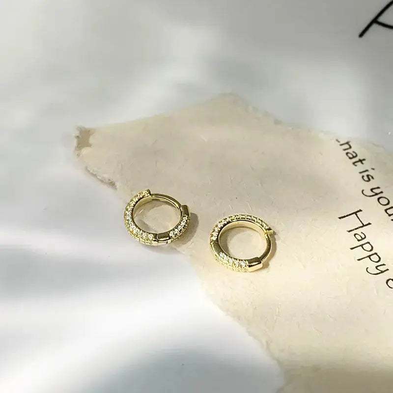Lovcia Office Micro Setting Mini Circles 925 Sterling Silver Hoop Earrings-Earrings-Rhodium-Rhodium