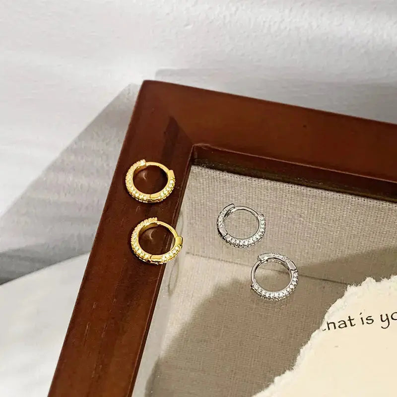 Lovcia Office Micro Setting Mini Circles 925 Sterling Silver Hoop Earrings-Earrings-Rhodium-Rhodium